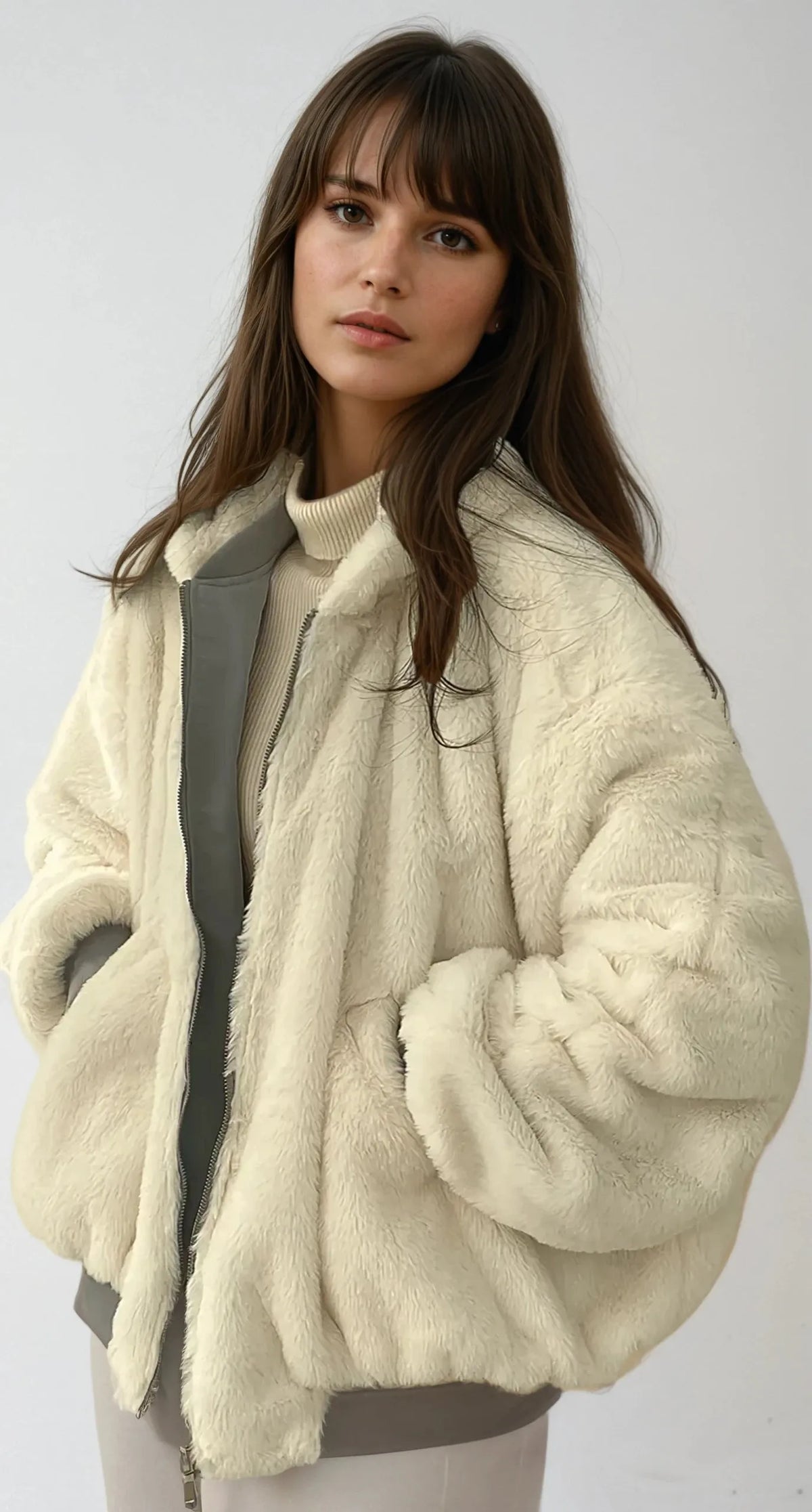 Elegante giacca spessa reversibile